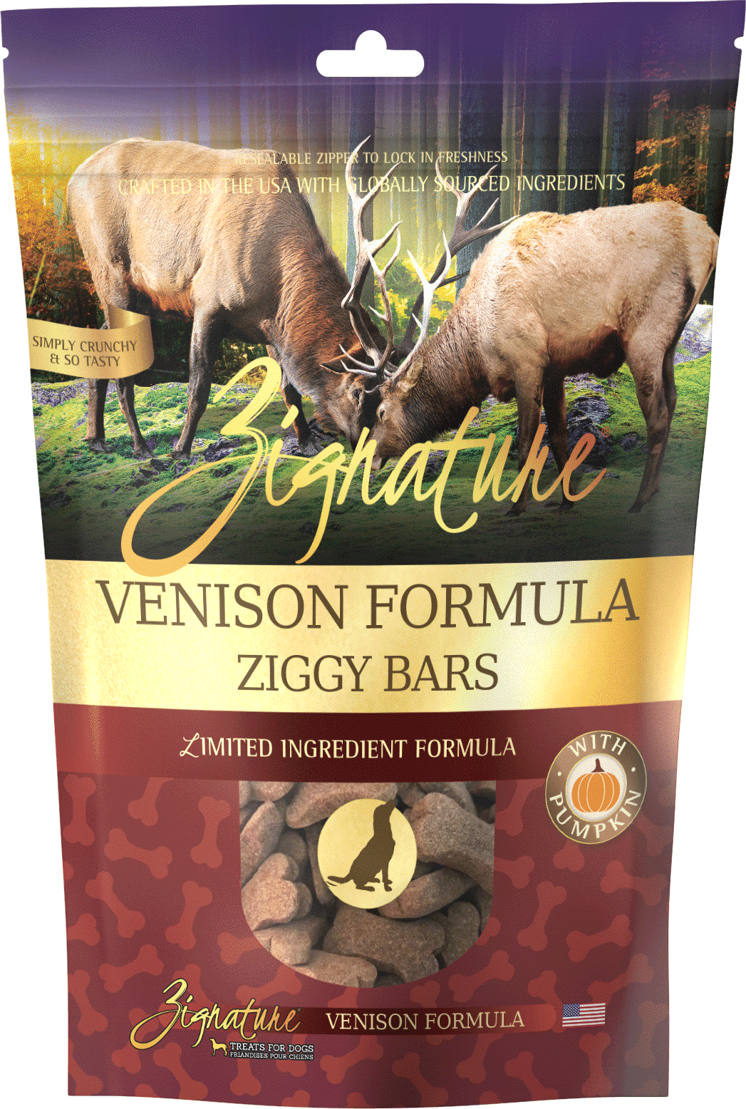Zignature Ziggy Bar Biscuits Venison Recipe 12-oz, Dog Treat