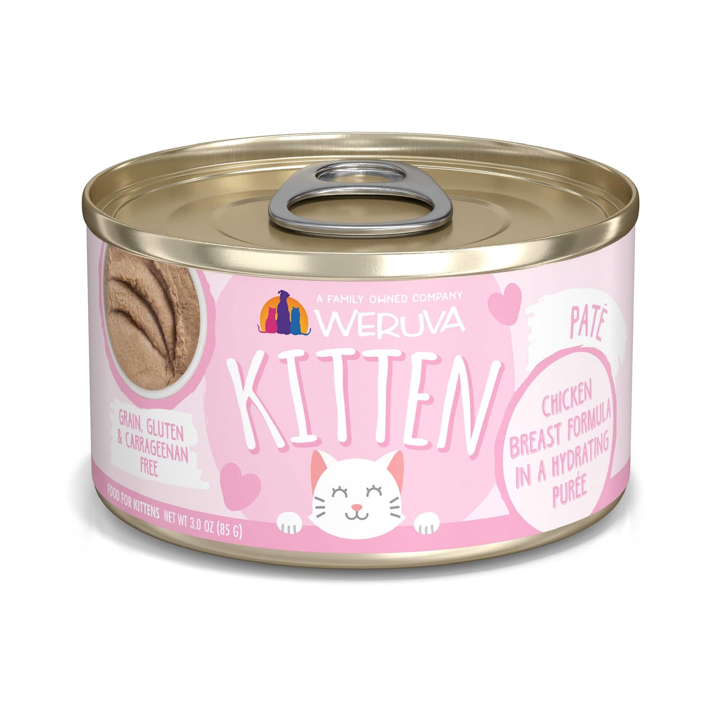 Weruva Kitten Chicken Breast Formula in Hydrating Puree', Wet Cat Food, 3-oz Case of 12
