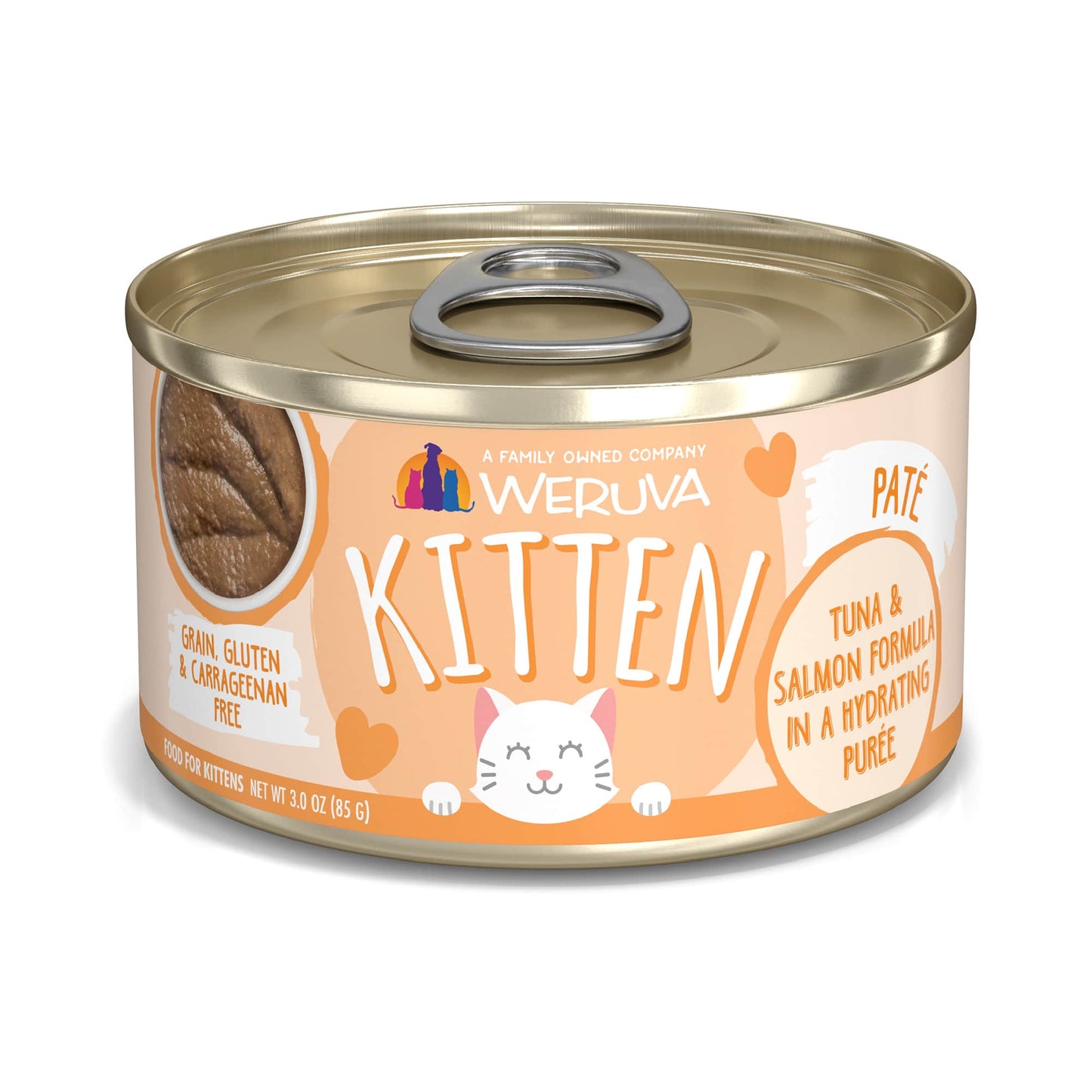 Weruva Kitten Tuna and Salmon Formula in Hydrating Puree', Wet Cat Food, 3-oz Case of 12