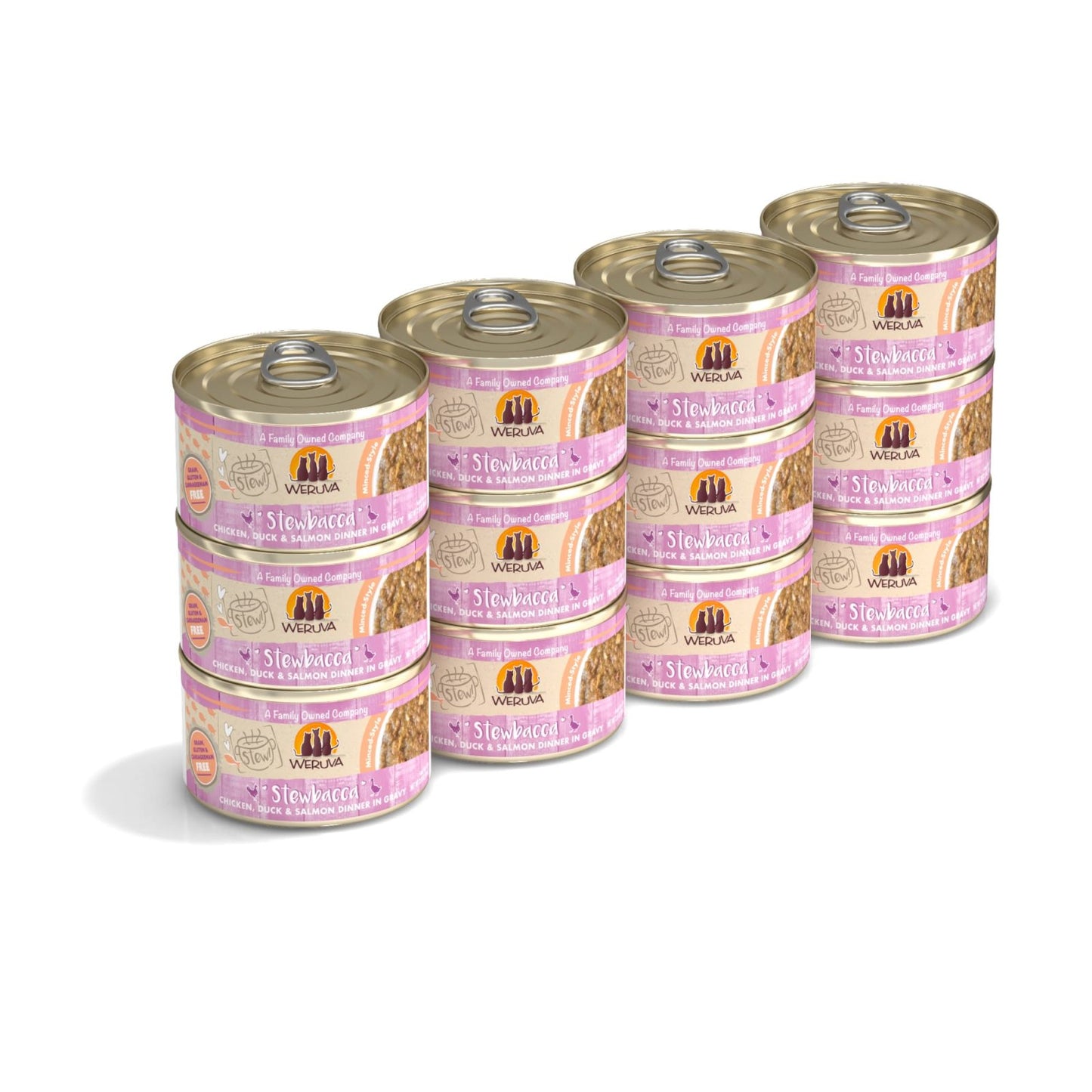 Weruva Stewbacca Chicken, Duck, and Salmon Dinner in Gravy, Wet Cat Food, 2.8-oz Case of 12