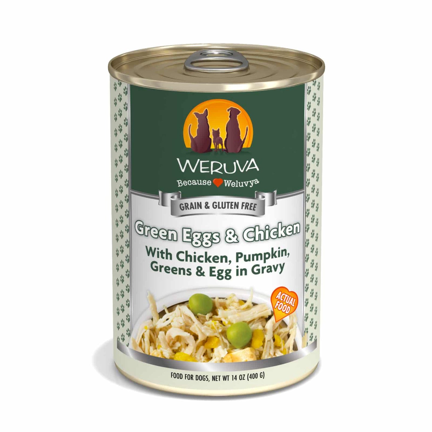 Weruva Green Eggs and Chicken With Chicken, Pumpkin, Greens, and Egg in Gravy, Wet Dog Food, 14-oz Case of 12