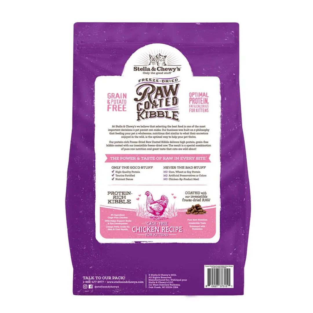 Stella & Chewy's Baked Kibble for Kittens - Raw Coated Kibble Kitten Cage-Free Chicken Recipe, Dry Cat Food