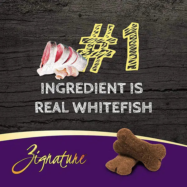 Zignature Ziggy Bar Biscuits Whitefish Recipe 12-oz, Dog Treat