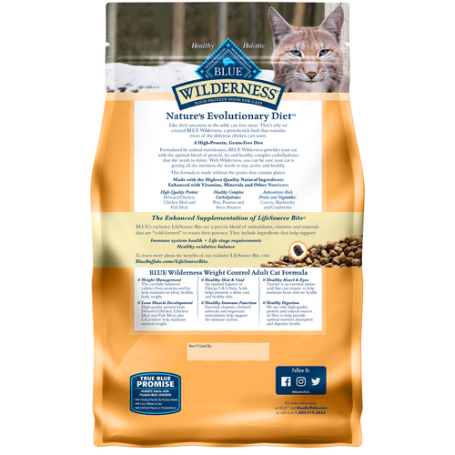 Blue Buffalo Wilderness High Protein, Natural Adult Weight Control Dry Cat Food, Chicken