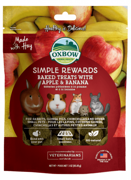 Oxbow Simple Rewards Baked Treats with Apple & Banana For Small Animals, 3-oz Bag