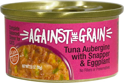 Against The Grain Tuna Aubergine With Snapper & Eggplant Recipe 2.8-oz, Wet Cat Food, Case Of 24