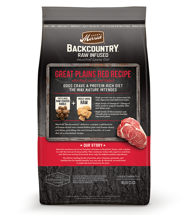 Merrick Grain Free Backcountry Raw Infused Great Plains Red Recipe Dry Dog Food, 20-lb Bag