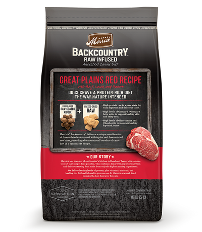 Merrick Grain Free Backcountry Raw Infused Great Plains Red Recipe Dry Dog Food, 20-lb Bag