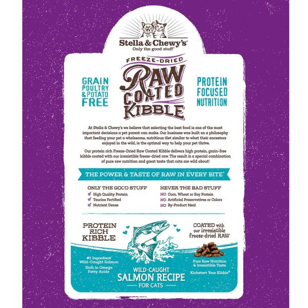 Stella & Chewy's Baked Kibble for Cats - Raw Coated Wild-Caught Salmon Dry Cat Food