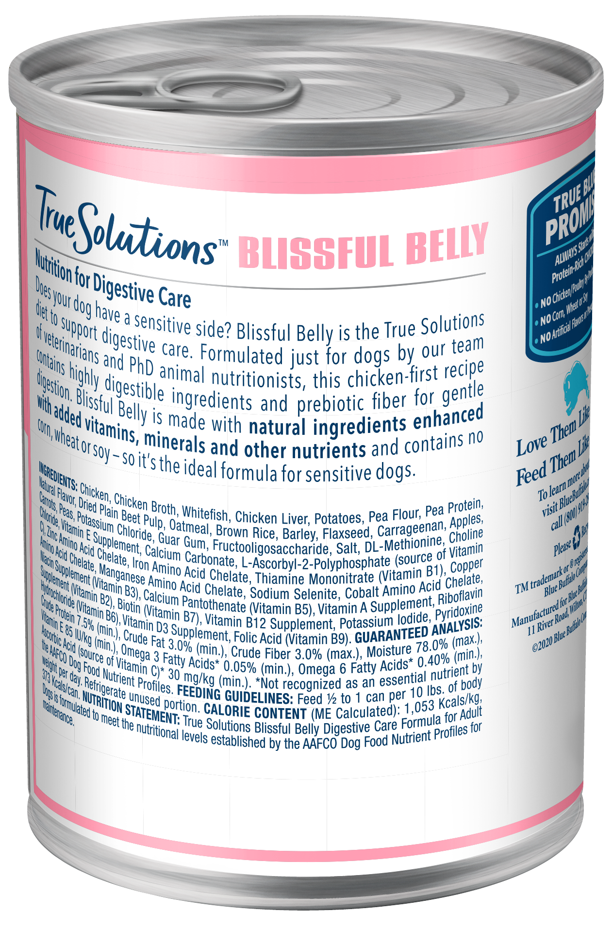 Blue Buffalo True Solutions Blissful Belly Natural Digestive Care Adult Wet Dog Food, Chicken 12.5-oz cans, Case of 12