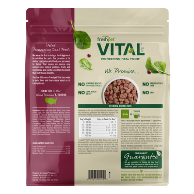 Freshpet Vital Grain Free Beef Recipe With Lamb, Gently Cooked Dog Food, 5.5-lb Bag