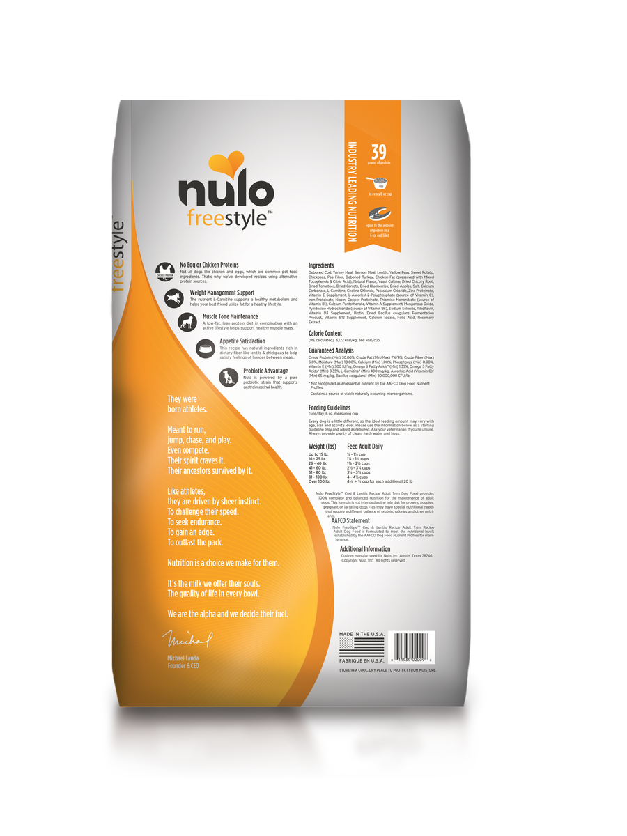 Nulo Freestyle High Meat Kibble Trim Cod and Red Lentils Recipe, Dry Dog Food