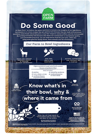 Open Farm New Zealand Venison Grain-Free Recipe, Dry Dog Food