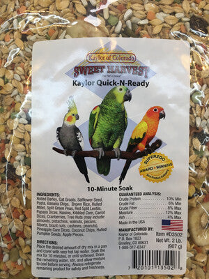 Kaylor Of Colorado Quick-N-Ready 10 Minute Soak Bird Food, 2-lb Bag