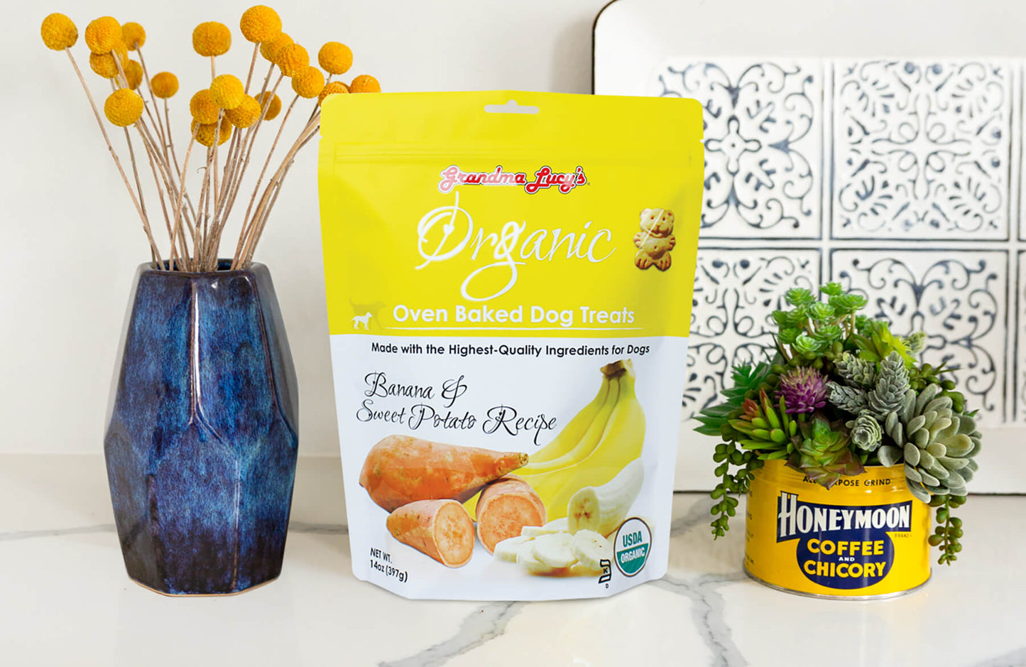 Grandma Lucy's Organic Oven-Baked Banana And Sweet Potato Recipe Dog Treats, 14-oz Bag