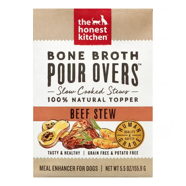 The Honest Kitchen Bone Broth Pour Overs Beef Stew 5.5-oz, Dog Food Topper