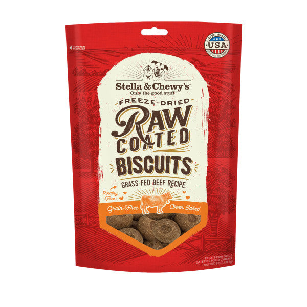 Stella & Chewy's Treats for Dogs - Beef Raw Coated Biscuits, 9-oz Bag