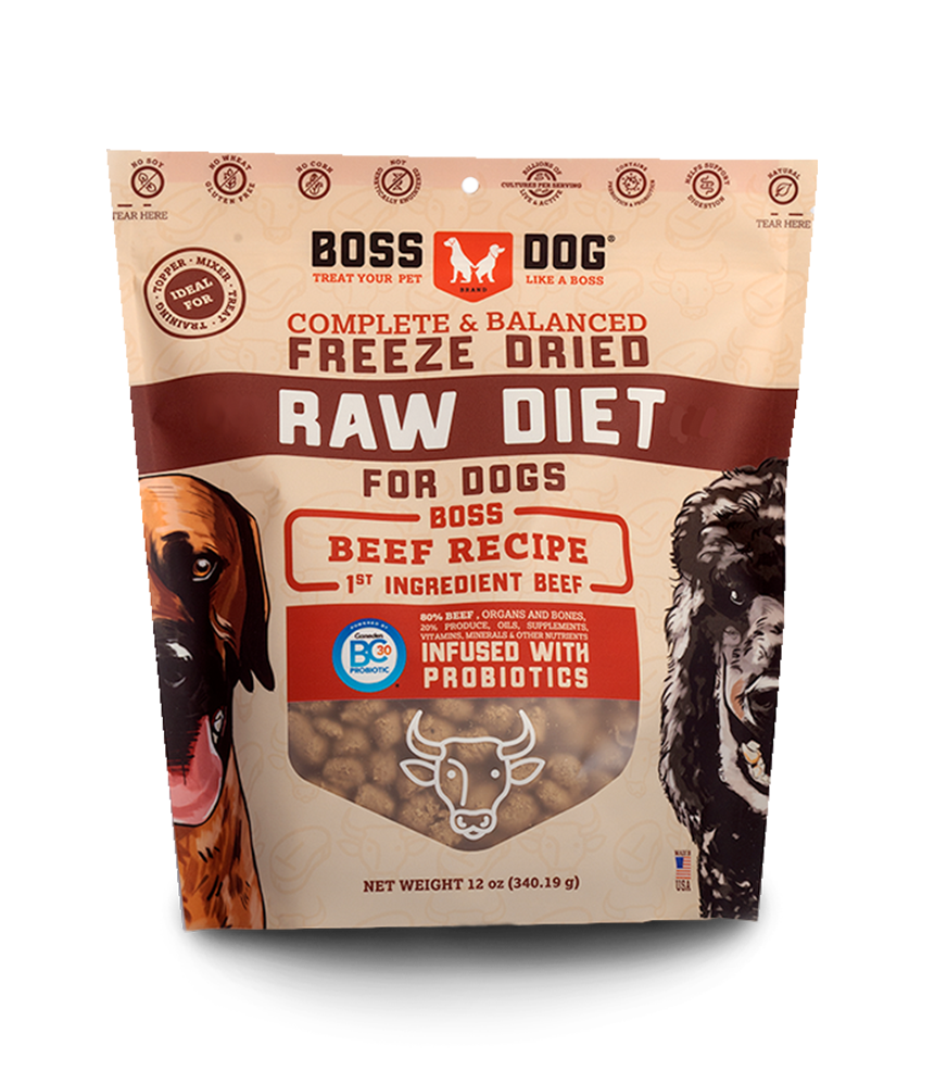 Boss Dog Adult Beef, Freeze-Dried Dog Food, 12-oz Bag