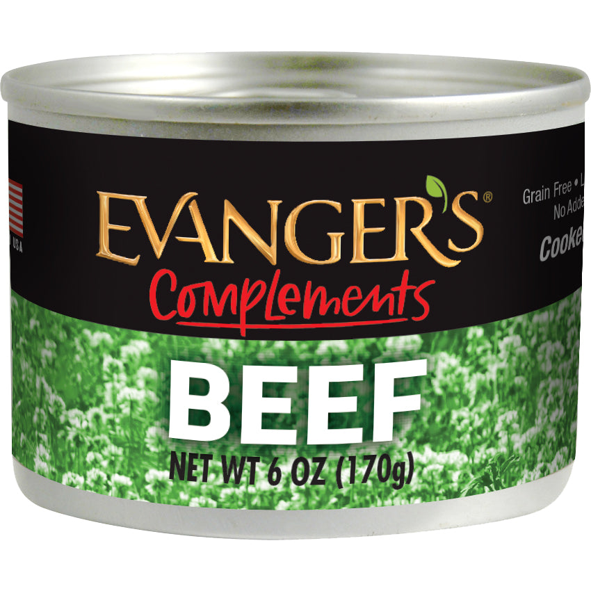 Evanger's Grain Free Beef For Dogs & Cats, Wet Food Topper, 6-oz Case of 24