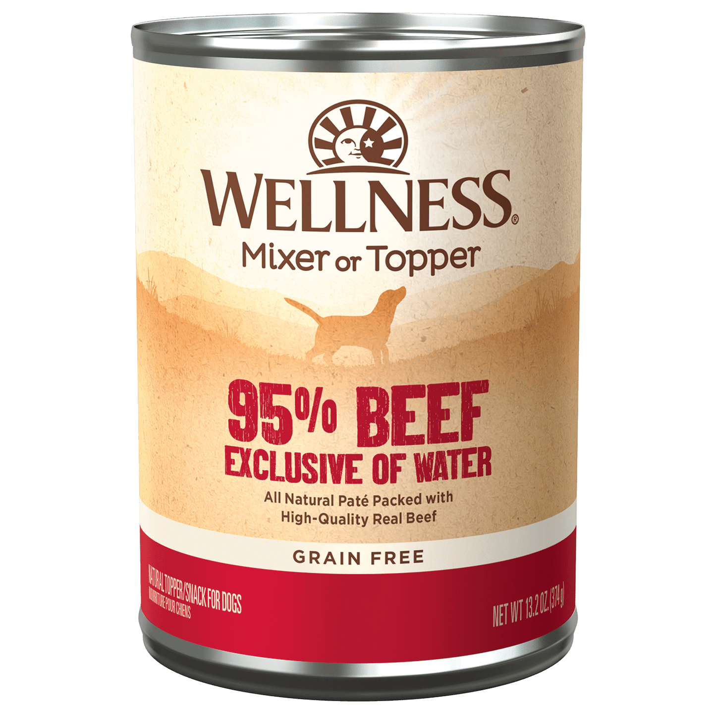 Wellness 95% Beef Mixer or Topper, Wet Dog Food Topper, 13.2-oz Case fo 12