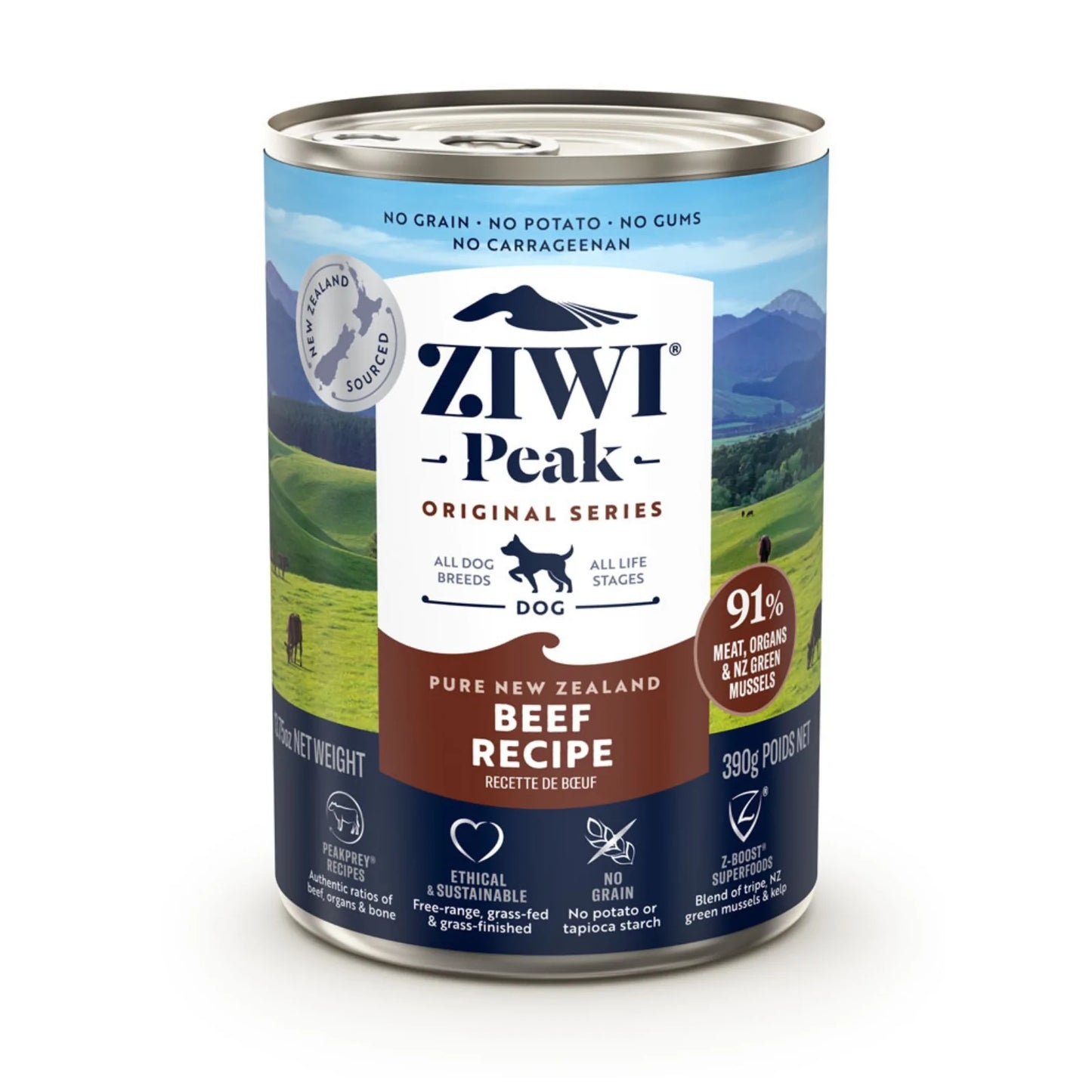 ZiwiPeak Beef Recipe, Wet Dog Food, 13.75-oz Case of 12