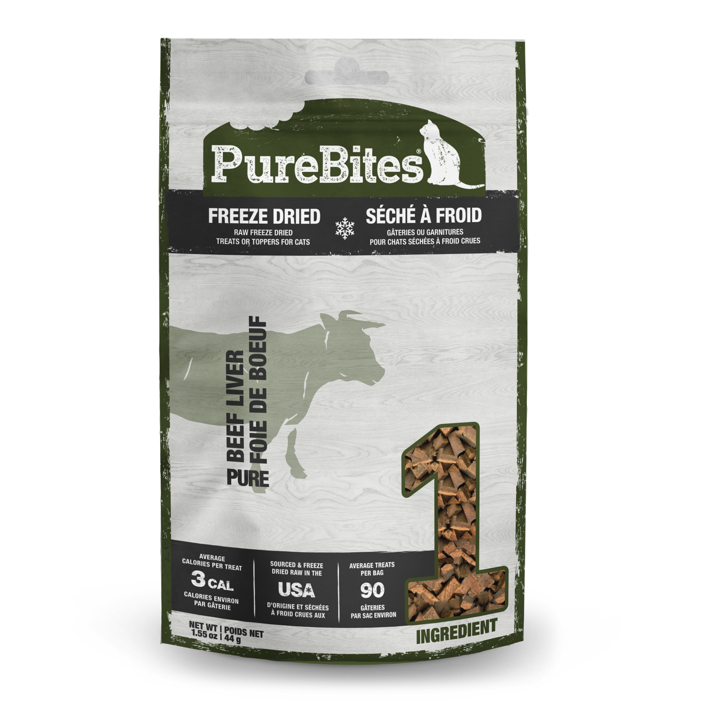 PureBites Freeze-Dried Cat Treats, Beef Liver Recipe, 1.55-oz Bag