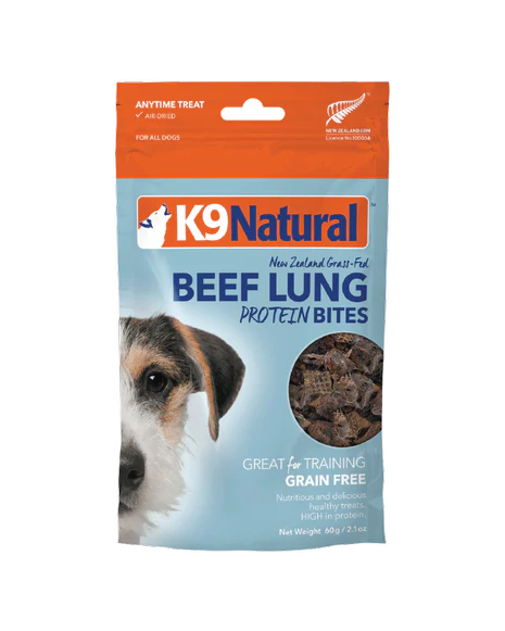 K9 Natural Beef Lung Protein Bites 2.1-oz, Dog Treat