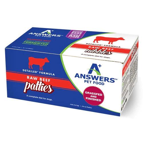 Answers Detailed Formula Beef Patties 4-lb, Frozen Raw Dog Food