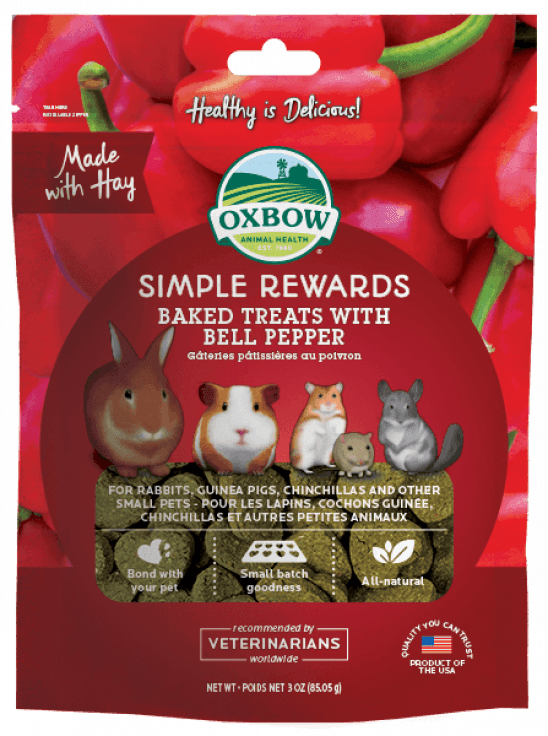 Oxbow Simple Rewards Baked Treats with Bell Pepper For Small Animals, 3-oz Bag