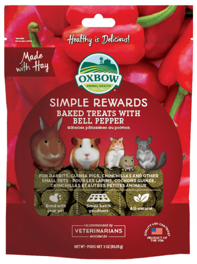 Oxbow Simple Rewards Baked Treats with Bell Pepper For Small Animals, 3-oz Bag