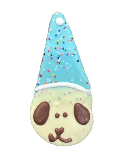 Preppy Puppy Birthday Hat Cookie, Dog Treat