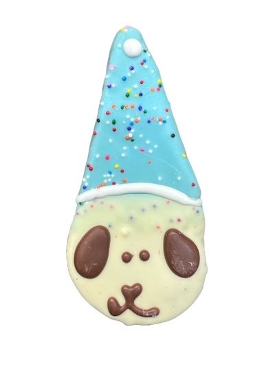Preppy Puppy Birthday Hat Cookie, Dog Treat