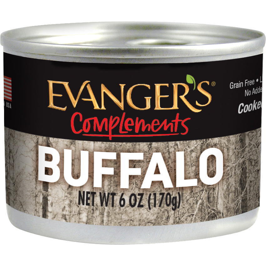Evanger's Grain Free Buffalo For Dogs & Cats, Wet Food Topper, 6-oz Case of 24