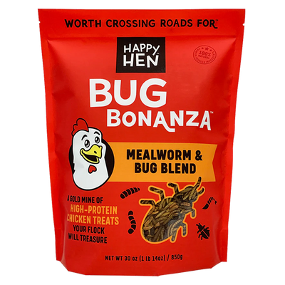 Happy Hen Treats Bug Bonanza Mealworm And Bug Mix, Poultry Treat, 30-oz Bag