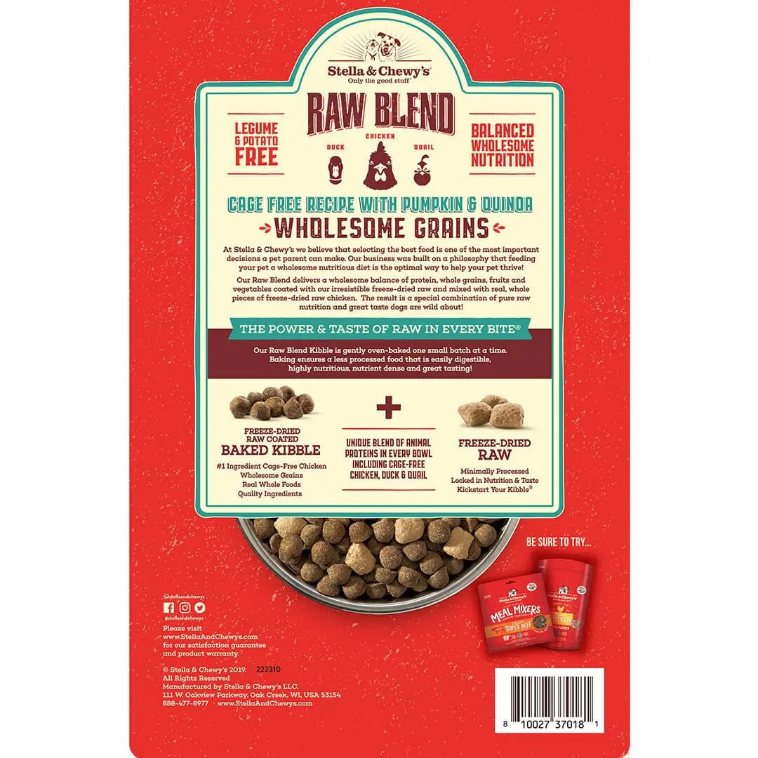 Stella & Chewy's Raw Blend Cage Free Wholesome Grains With Pumpkin & Quinoa, Dry Dog Food