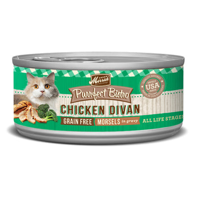 Merrick Purrfect Bistro Grain Free Wet Cat Food Chicken Divan Morsels in Gravy, 5.5-oz Case of 24