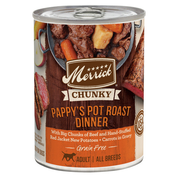 Merrick Chunky Pappy Pot Roast Dinner, Wet Dog Food, 12.7-oz, case of 12