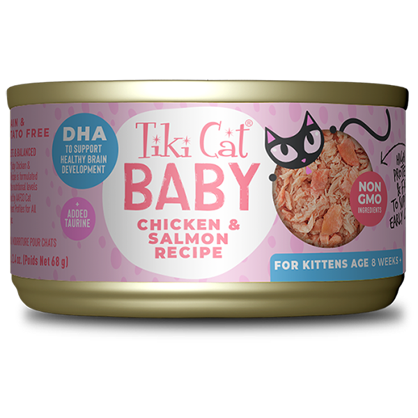 Tiki Cat Baby Kitten Whole Foods with Chicken And Salmon Recipe, 2.4-oz Case of 12