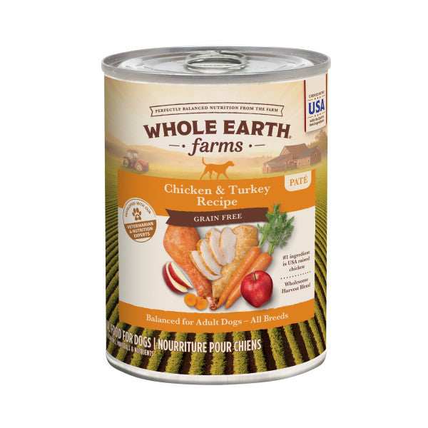 Whole Earth Farms Grain Free Chicken and Turkey Recipe Wet Dog Food, 12.7-oz Case of 12