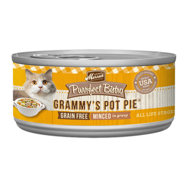 Merrick Purrfect Bistro Grain Free Wet Cat Food Grammy's Pot Pie Minced in Gravy