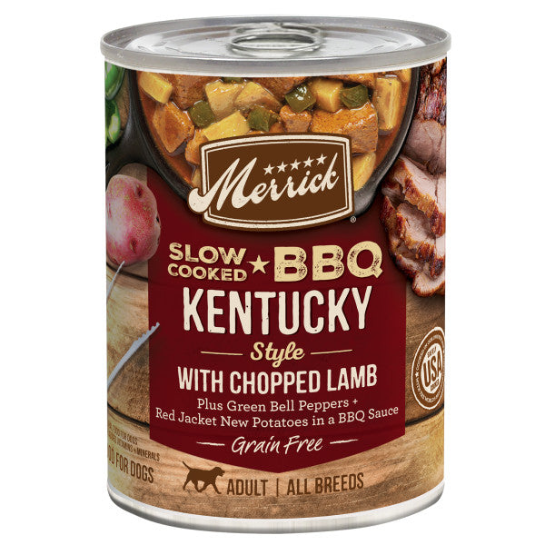 Merrick Slow-Cooked BBQ Kentucky Style with Chopped Lamb Grain Free Wet Dog Food, 12.7-oz Case of 12