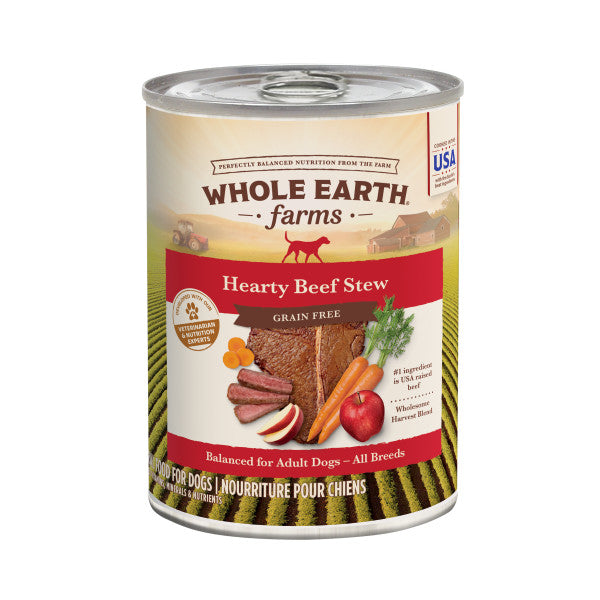 Whole Earth Farms Grain Free Hearty Beef Stew Wet Dog Food, 12.7-oz Case of 12
