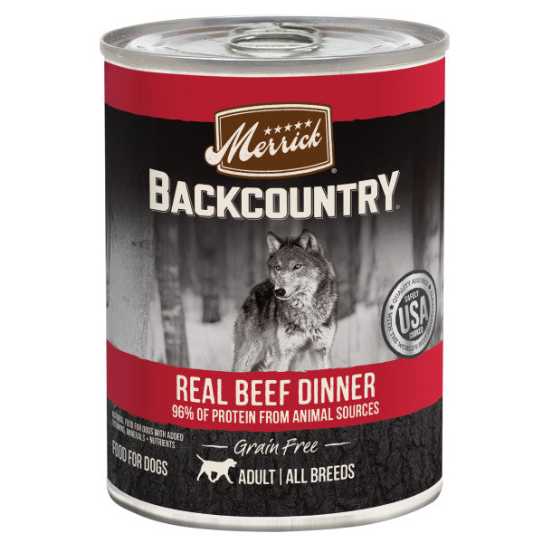 Merrick Backcountry 96% Beef, Wet Dog Food, 12.7-oz, case of 12