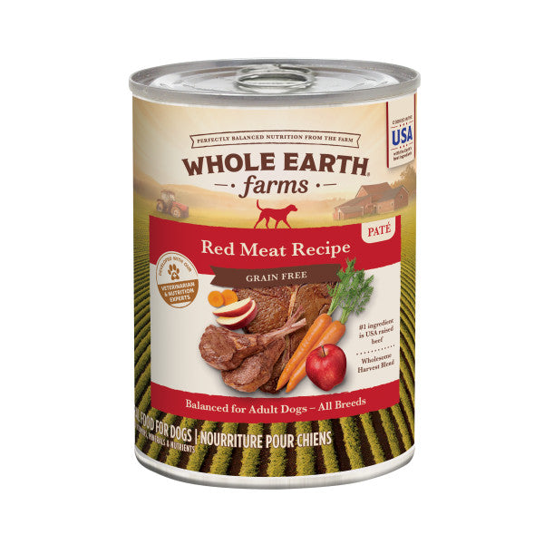 Whole Earth Farms Grain Free Red Meat Recipe Wet Dog Food, 12.7-oz Case of 12