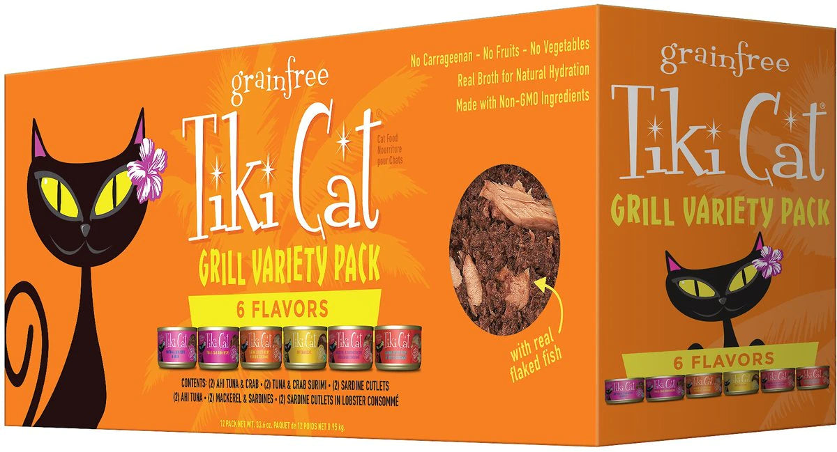 Tiki Cat Grill And Luau King Kamehameha Variety Pack, Wet Cat Food, 2.8-oz Case of 12
