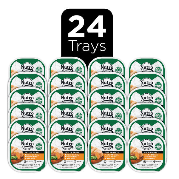 Nutro Adult Natural Grain Free Wet Dog Food Cuts in Gravy Tender Chicken, Sweet Potato & Pea Stew, 3.5-oz Case of 24