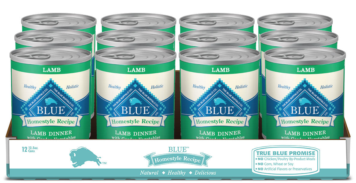 Blue Buffalo Homestyle Recipe Natural Adult Wet Dog Food, Lamb 12.5-oz, Case of 12