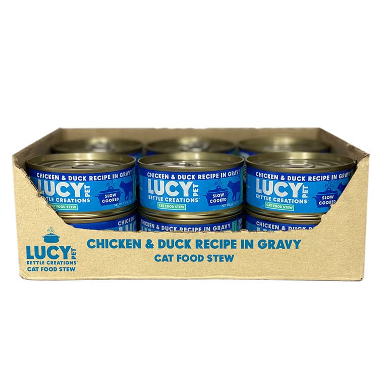 Lucy Pet Kettle Creations™ Chicken and Duck Cat Recipe in Gravy, Wet Cat Food, 2.47-oz Case of 12