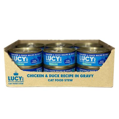 Lucy Pet Kettle Creations™ Chicken and Duck Cat Recipe in Gravy, Wet Cat Food, 2.47-oz Case of 12