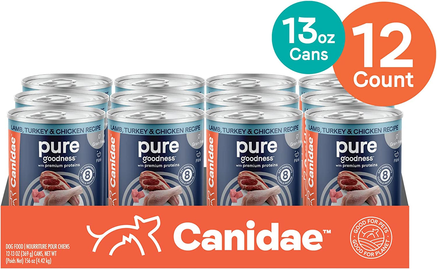 Canidae Pure Lamb, Turkey & Chicken Recipe 13-oz, Wet Dog Food, Case Of 12